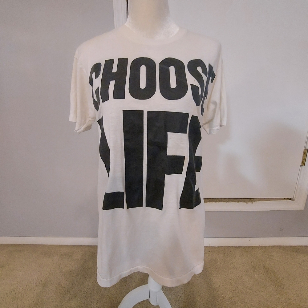 WHAM ! RARE Vintage  'Choose Life' Graphic T-Shirt 1984
